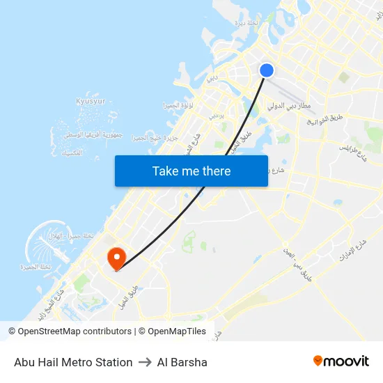 Abu Hail Metro Station to Al Barsha map