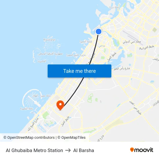 Al Ghubaiba Metro Station to Al Barsha map