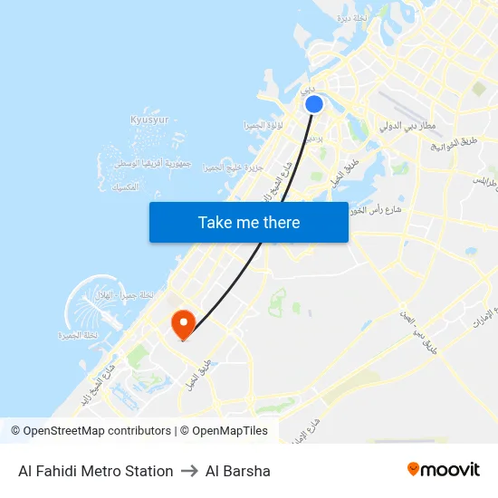 Al Fahidi Metro Station to Al Barsha map