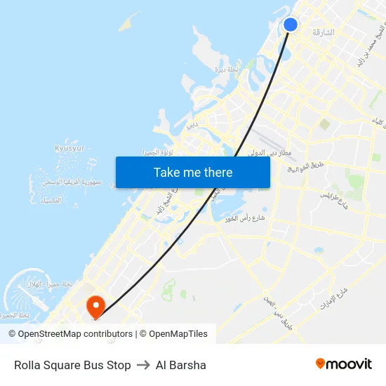 Rolla Square Bus Stop to Al Barsha map