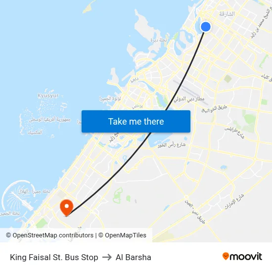 King Faisal Street Bus Stop to Al Barsha map
