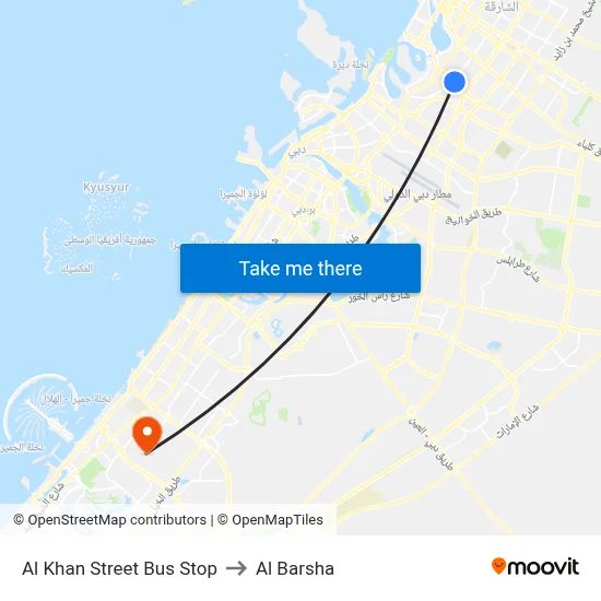 Al Khan Street Bus Stop to Al Barsha map