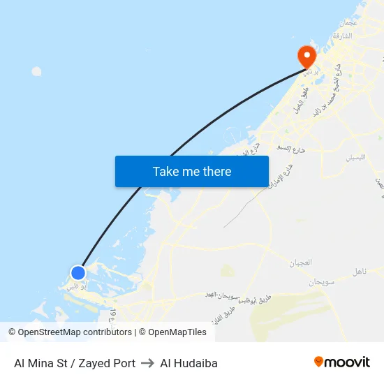 Al Mina St / Zayed Port to Al Hudaiba map