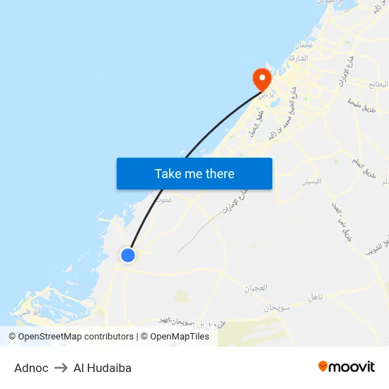 Adnoc to Al Hudaiba map
