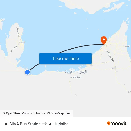 Al Sila'A Bus Station to Al Hudaiba map
