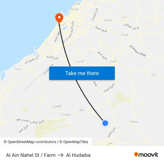 Al Ain Nahel Street / Farm to Al Hudaiba map