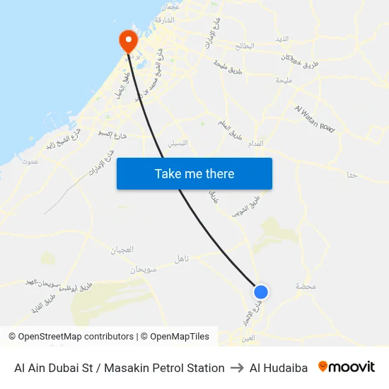 Al Ain Dubai Street / Masakin Petrol Station to Al Hudaiba map