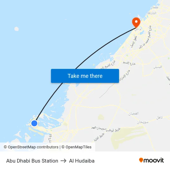 Abu Dhabi Bus Station to Al Hudaiba map