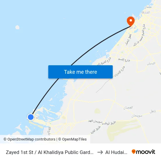 Zayed 1st St / Al Khalidiya Public Garden to Al Hudaiba map