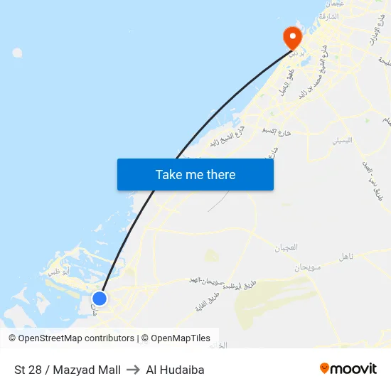 St 28 / Mazyad Mall to Al Hudaiba map