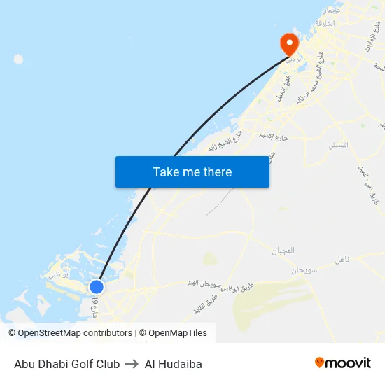 Abu Dhabi Golf Club to Al Hudaiba map