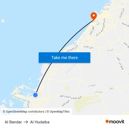 Al Bandar to Al Hudaiba map