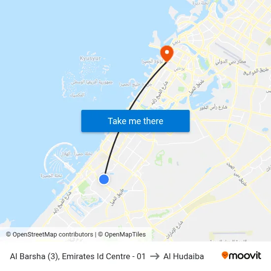 Al Barsha (3), Emirates ID Centre - 01 to Al Hudaiba map