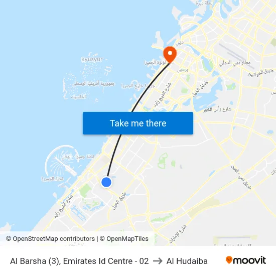 Al Barsha (3), Emirates ID Centre - 02 to Al Hudaiba map