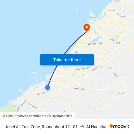Jebel Ali Free Zone, Roundabout 12 - 01 to Al Hudaiba map