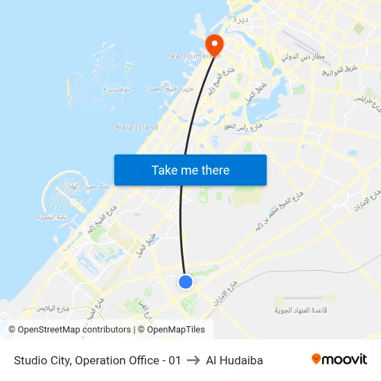 Studio City, Operation Office - 01 to Al Hudaiba map