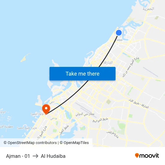 Ajman - 01 to Al Hudaiba map