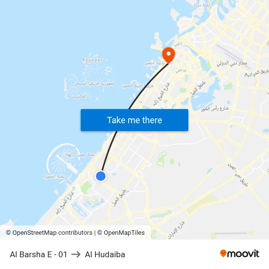 Al Barsha E - 01 to Al Hudaiba map