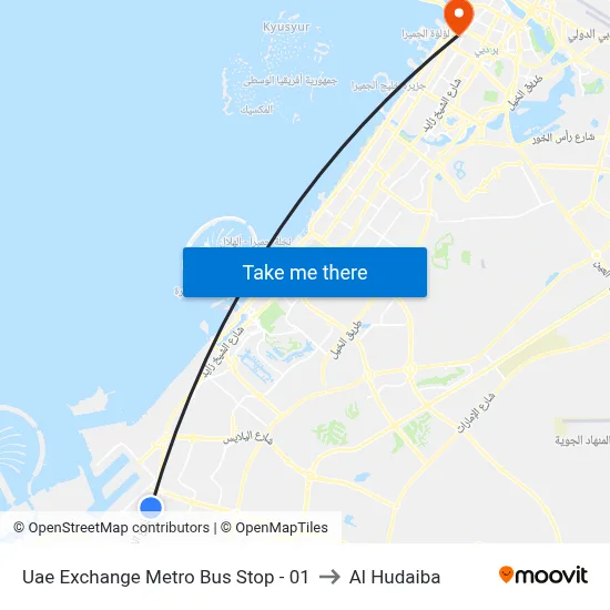 UAE Exchange Metro Bus Stop - 01 to Al Hudaiba map