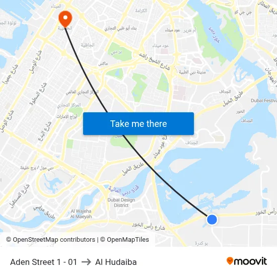 Aden Street 1 - 01 to Al Hudaiba map
