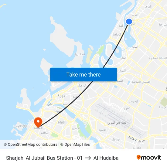 Sharjah, Al Jubail Bus Station - 01 to Al Hudaiba map