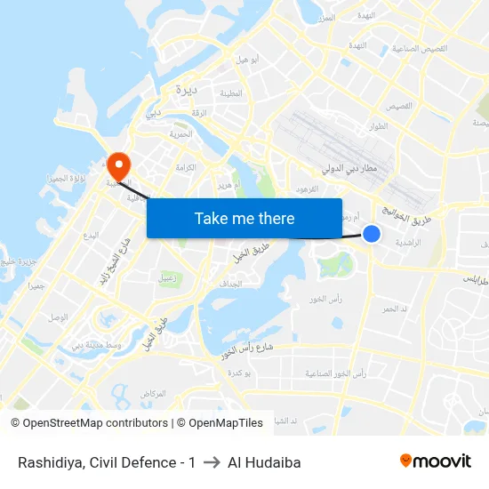 Rashidiya, Civil Defence - 1 to Al Hudaiba map