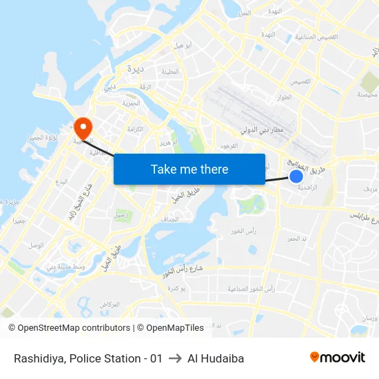 Rashidiya, Police Station - 01 to Al Hudaiba map