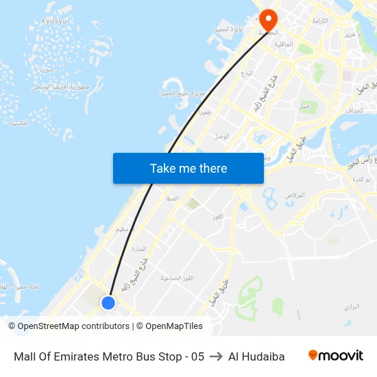 Mall Of  Emirates Metro Bus Stop - 05 to Al Hudaiba map