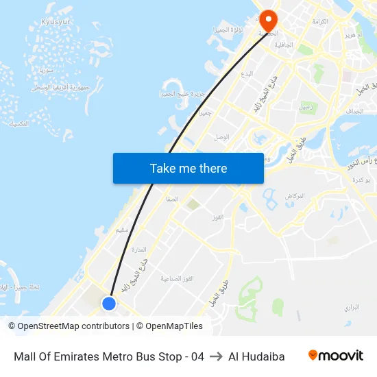 Mall of Emirates Metro Bus Stop - 04 to Al Hudaiba map
