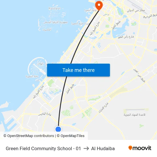 Green Field Community School - 01 to Al Hudaiba map