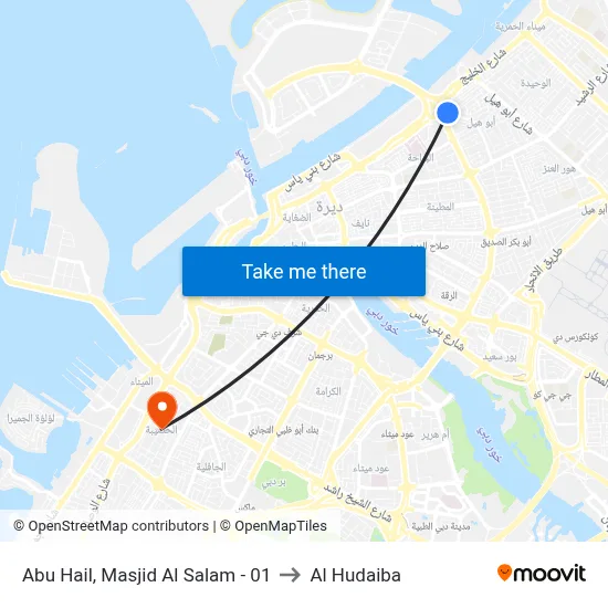 Abu Hail, Al Salam Mosque - 01 to Al Hudaiba map