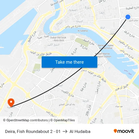 Deira, Fish Roundabout 2 - 01 to Al Hudaiba map
