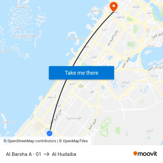 Al Barsha A - 01 to Al Hudaiba map