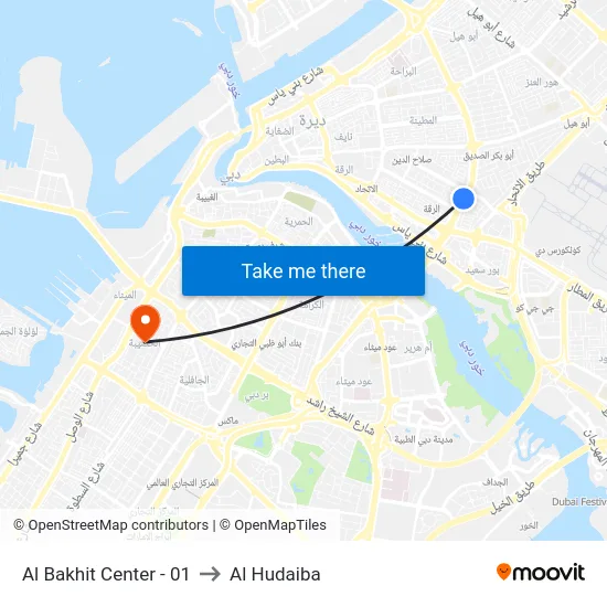 Al Bakhit Center - 01 to Al Hudaiba map