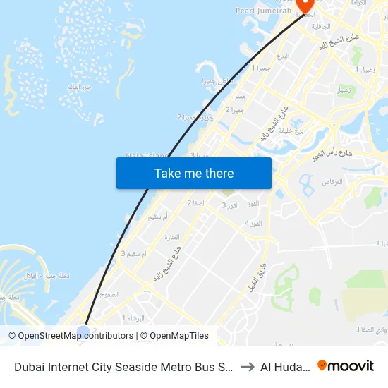 Dubai Internet City Seaside Metro Bus Stop - 01 to Al Hudaiba map