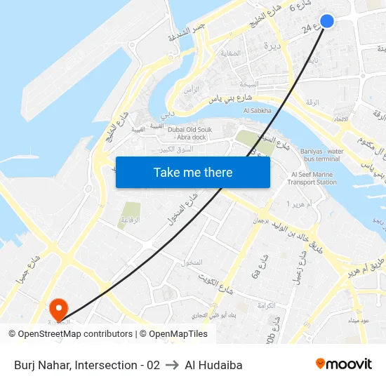 Burj Nahar, Intersection - 02 to Al Hudaiba map