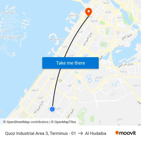 Quoz Industrial Area 3, Terminus - 01 to Al Hudaiba map