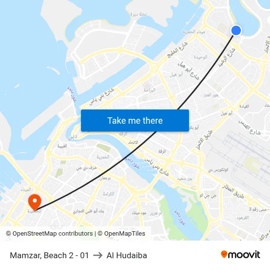 Mamzar, Beach 2 - 01 to Al Hudaiba map