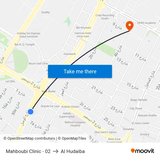 Mahboubi Clinic - 02 to Al Hudaiba map