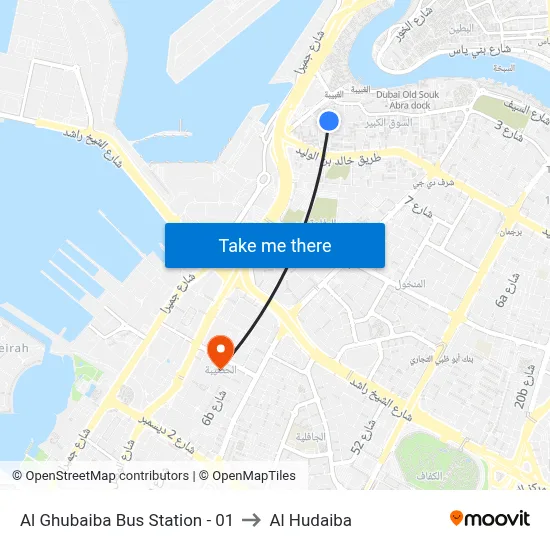 Al Ghubaiba Bus Station - 01 to Al Hudaiba map