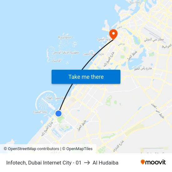 Infotech, Dubai Internet City - 01 to Al Hudaiba map