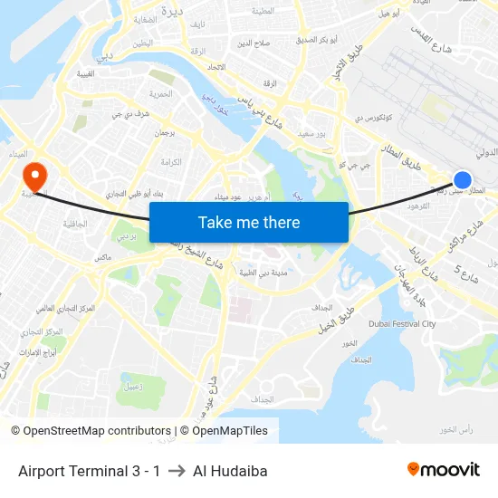 Airport Terminal 3 - 1 to Al Hudaiba map