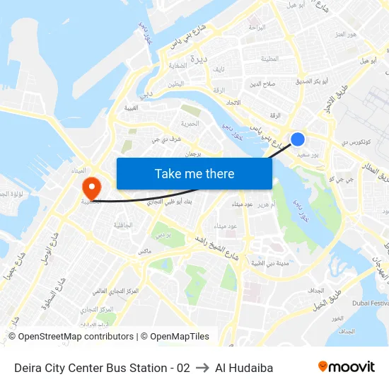 Deira City Center Bus Station - 02 to Al Hudaiba map