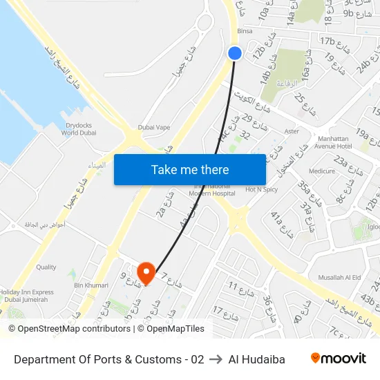 Department Of Ports & Customs - 02 to Al Hudaiba map