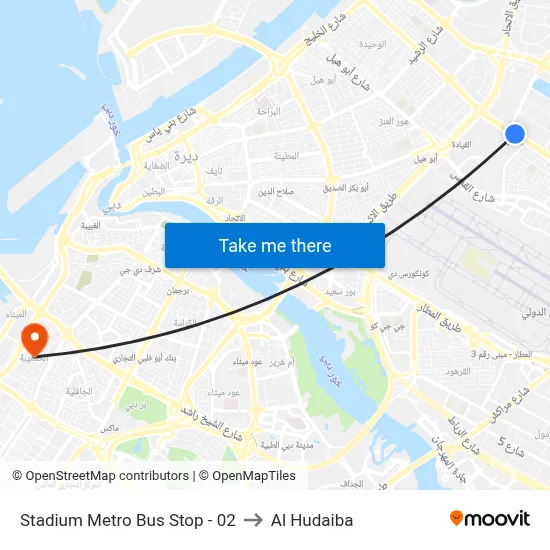 Stadium Metro Bus Stop - 02 to Al Hudaiba map