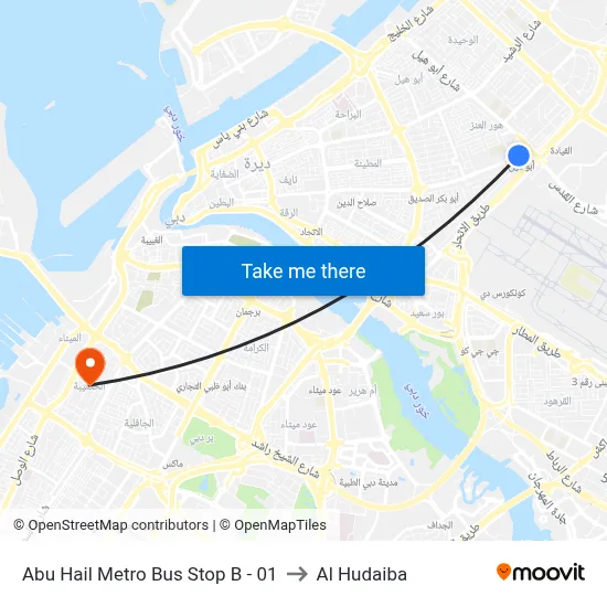 Abu Hail Metro Bus Stop B - 01 to Al Hudaiba map