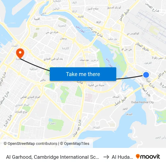 Al Garhoud, Cambridge International School - 01 to Al Hudaiba map