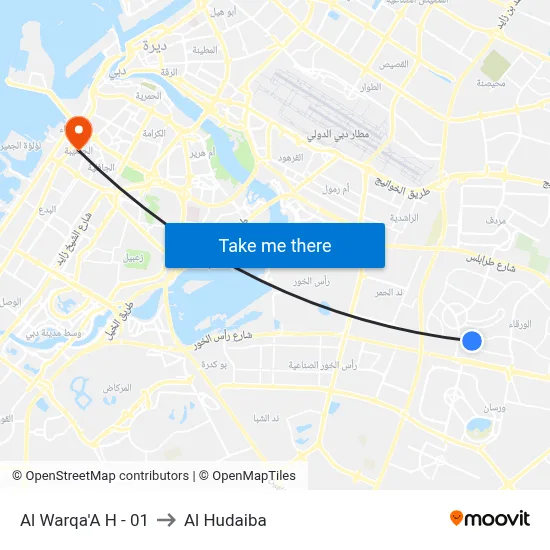 Al Warqa'a H - 01 to Al Hudaiba map