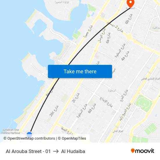 Al Arouba Street - 01 to Al Hudaiba map