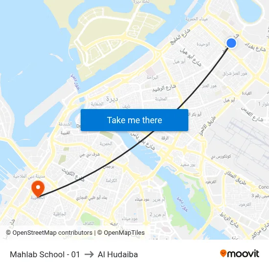 Mahlab School - 01 to Al Hudaiba map